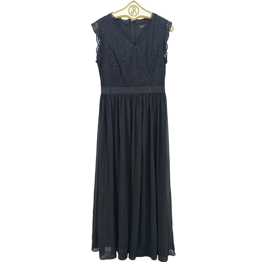 Dressystar Lace Chiffon Maxi Dress Womens XL Black Formal Evening Wedding Guest